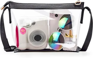 KALIDI Shoulder Bag Clear Stadium Approved Crossbody Handbag Zipper Leather PVC Purse Concert Airport Station