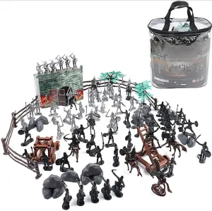 Kangkang Toy Castle，Knight Toys, Army Action Figures，Castle Toys for Boys，120 Sets of Static Decorations, Knight Playset with Carrying Bags, Used for Game Time Or Entertaining Gifts and Parties.