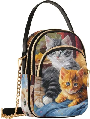 Kawaii Kittens on The Bed Small Crossbody Bags for Women Cell Phone Shoulder Purse Handbags Wallet 21216347