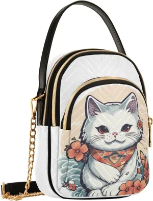 Kawaii Lucky Cat Small Crossbody Bags for Women Cell Phone Shoulder Purse Handbags Wallet 21217214