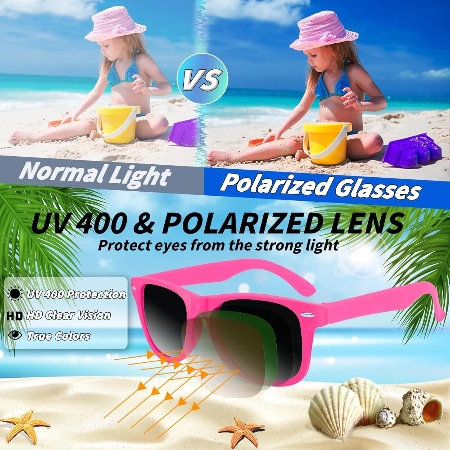 Kids Neon Sunglasses Party Favors Bulk,Summer Beach Party Sunglasses 80's Style Colorful Novelty Sunglasses 3-8