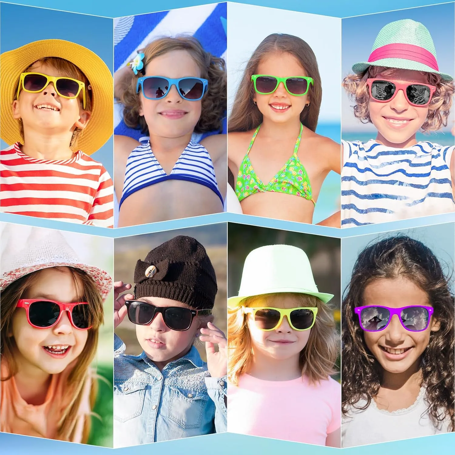 Kids Neon Sunglasses Party Favors Bulk,Summer Beach Party Sunglasses 80's Style Colorful Novelty Sunglasses 3-8