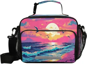 Kigai Lunch Bag Seagulls on Beach Reusable High Capacity Insulated Lunch Box for Women & Men, Leakproof Lunch Cooler Bag Tote Bag for Work, Travel, Outdoor