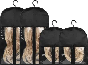 Kikone 2PCS Long & Short Extension Storage Wig Bags - Dustproof & Waterproof Portable Hair Storage (Black)