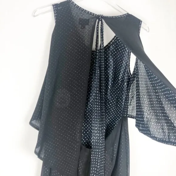 Kinder Aggugini for Impulse Open-Back Polka Dot Romper. Black/Blue/White. Size 8