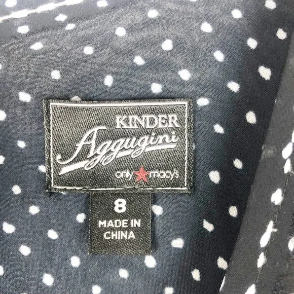 Kinder Aggugini for Impulse Open-Back Polka Dot Romper. Black/Blue/White. Size 8