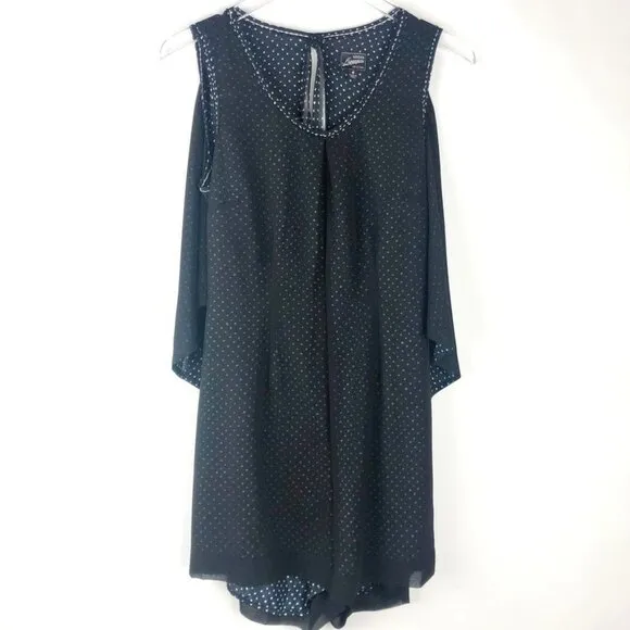 Kinder Aggugini for Impulse Open-Back Polka Dot Romper. Black/Blue/White. Size 8