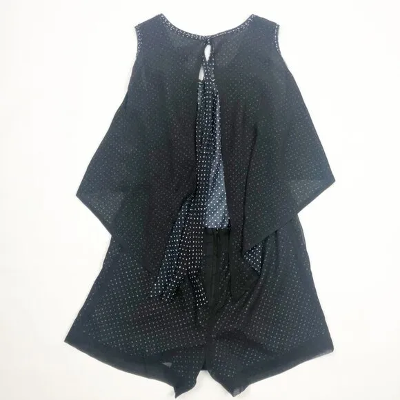 Kinder Aggugini for Impulse Open-Back Polka Dot Romper. Black/Blue/White. Size 8
