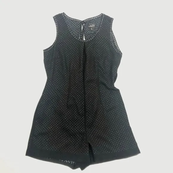 Kinder Aggugini for Impulse Open-Back Polka Dot Romper. Black/Blue/White. Size 8