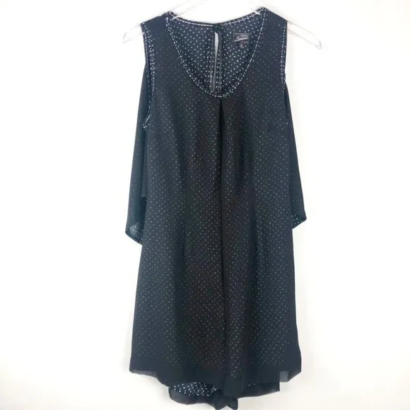 Kinder Aggugini for Impulse Open-Back Polka Dot Romper. Black/Blue/White. Size 8