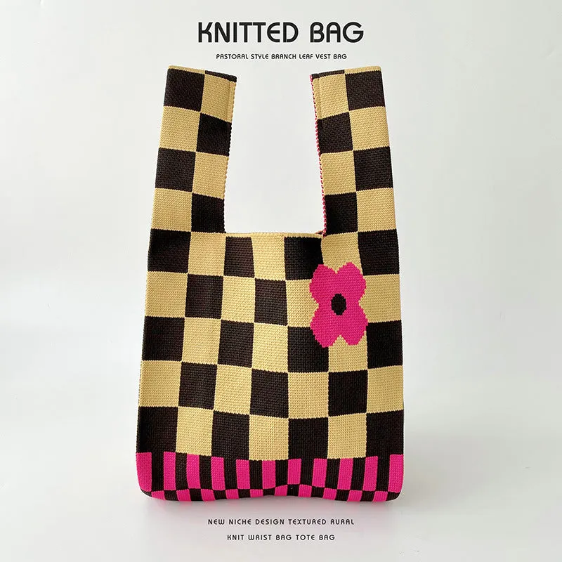Knitted Bag - Retro Flower