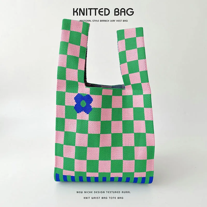 Knitted Bag - Retro Flower