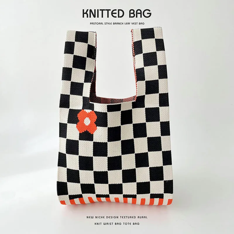 Knitted Bag - Retro Flower