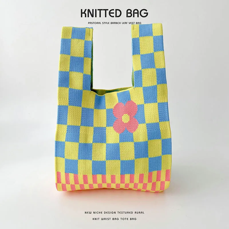 Knitted Bag - Retro Flower