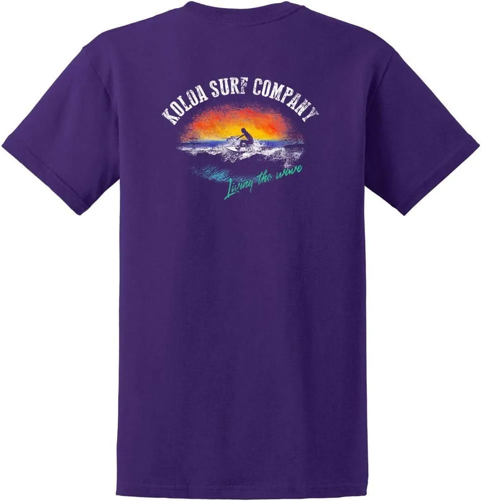 Koloa Surf Mens Surfer at Sunset Logo Heavy Cotton T-Shirt in Reg, Big and Tall