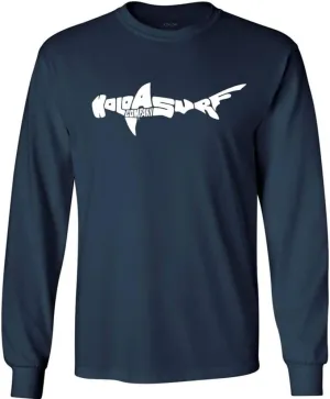 Koloa Surf Shark Logo Long Sleeve Heavy Cotton T-Shirts in Regular, Big & Tall