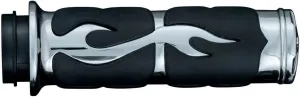 Kuryakyn 6262 Motorcycle Handlebar Accessory: ISO Flame Hand Grips, Universal Fit for 1" Diameter Handlebars, Chrome, 1 Pair