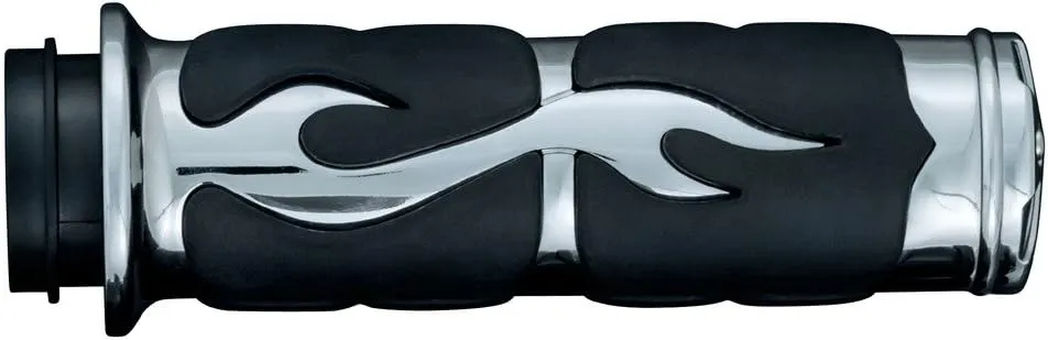 Kuryakyn 6262 Motorcycle Handlebar Accessory: ISO Flame Hand Grips, Universal Fit for 1" Diameter Handlebars, Chrome, 1 Pair
