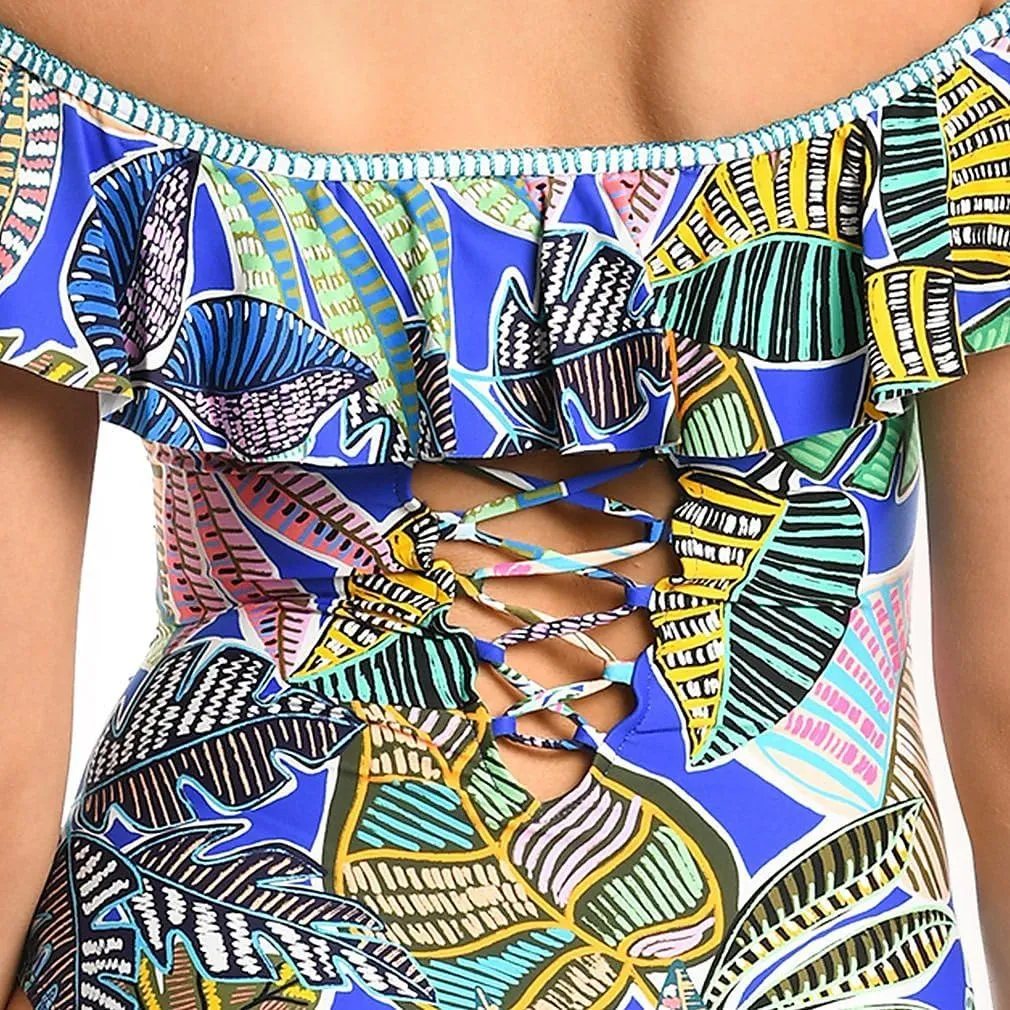 La Blanca Women's One Piece Swimsuit Off Shoulder Ruffle Bathing Suit