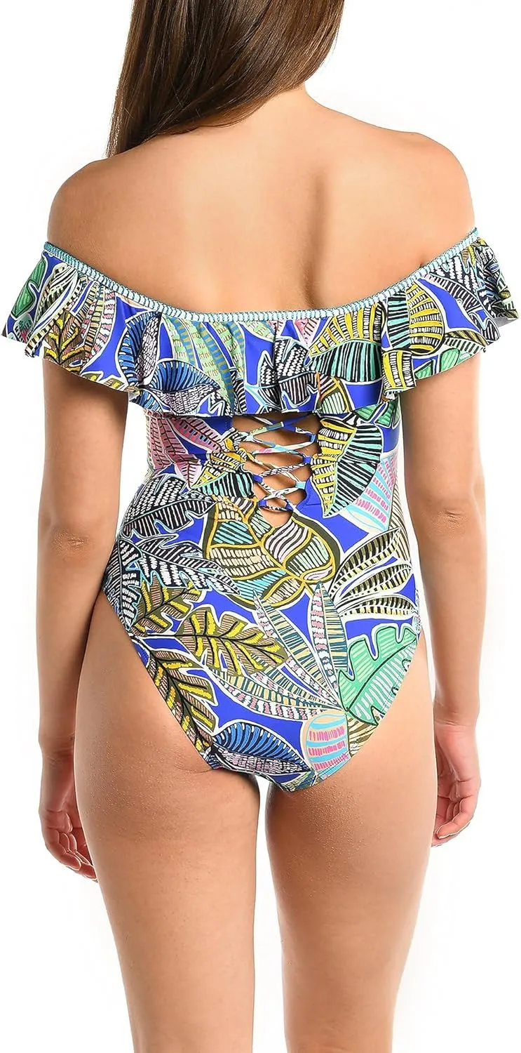 La Blanca Women's One Piece Swimsuit Off Shoulder Ruffle Bathing Suit