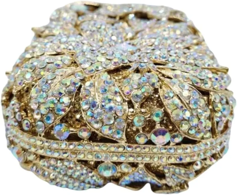 Ladies Crystal Evening Bag Flower Luxury Rhinestone Clutch Bags Diamond Party Wedding Handbag Sparkle Party Purse