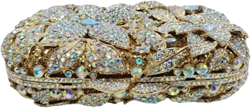 Ladies Crystal Evening Bag Flower Luxury Rhinestone Clutch Bags Diamond Party Wedding Handbag Sparkle Party Purse