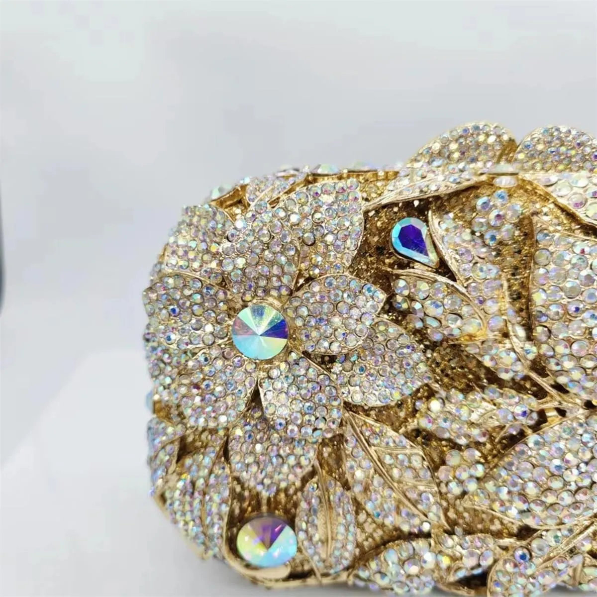 Ladies Crystal Evening Bag Flower Luxury Rhinestone Clutch Bags Diamond Party Wedding Handbag Sparkle Party Purse