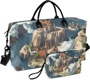 Large Bag Carry On Personal Item Bag Gym Sports Duffel Bags with Adjustable Strap for Airplane Traveling Large Capacity Rpg Battle Map Castle