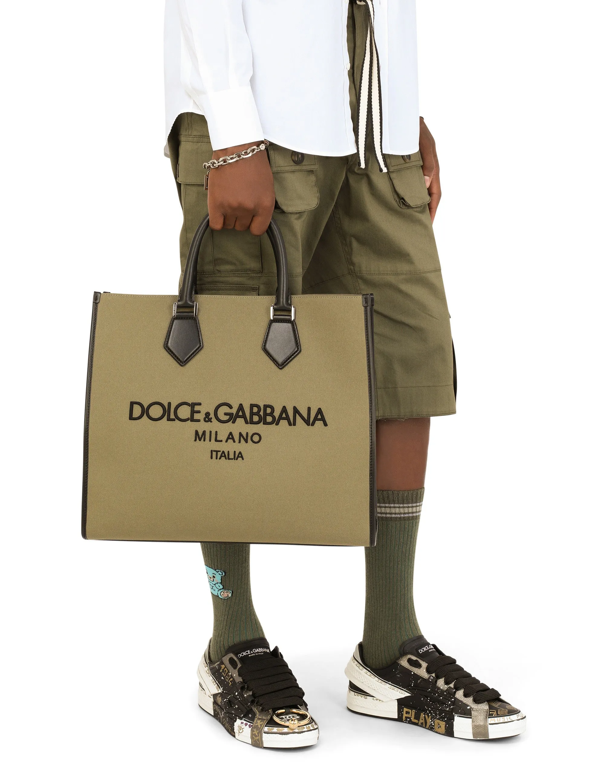 Large canvas shopper with logo