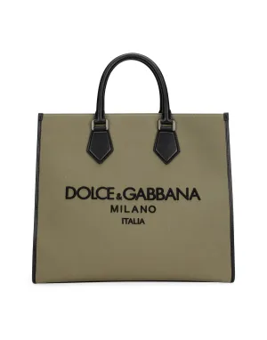 Large canvas shopper with logo