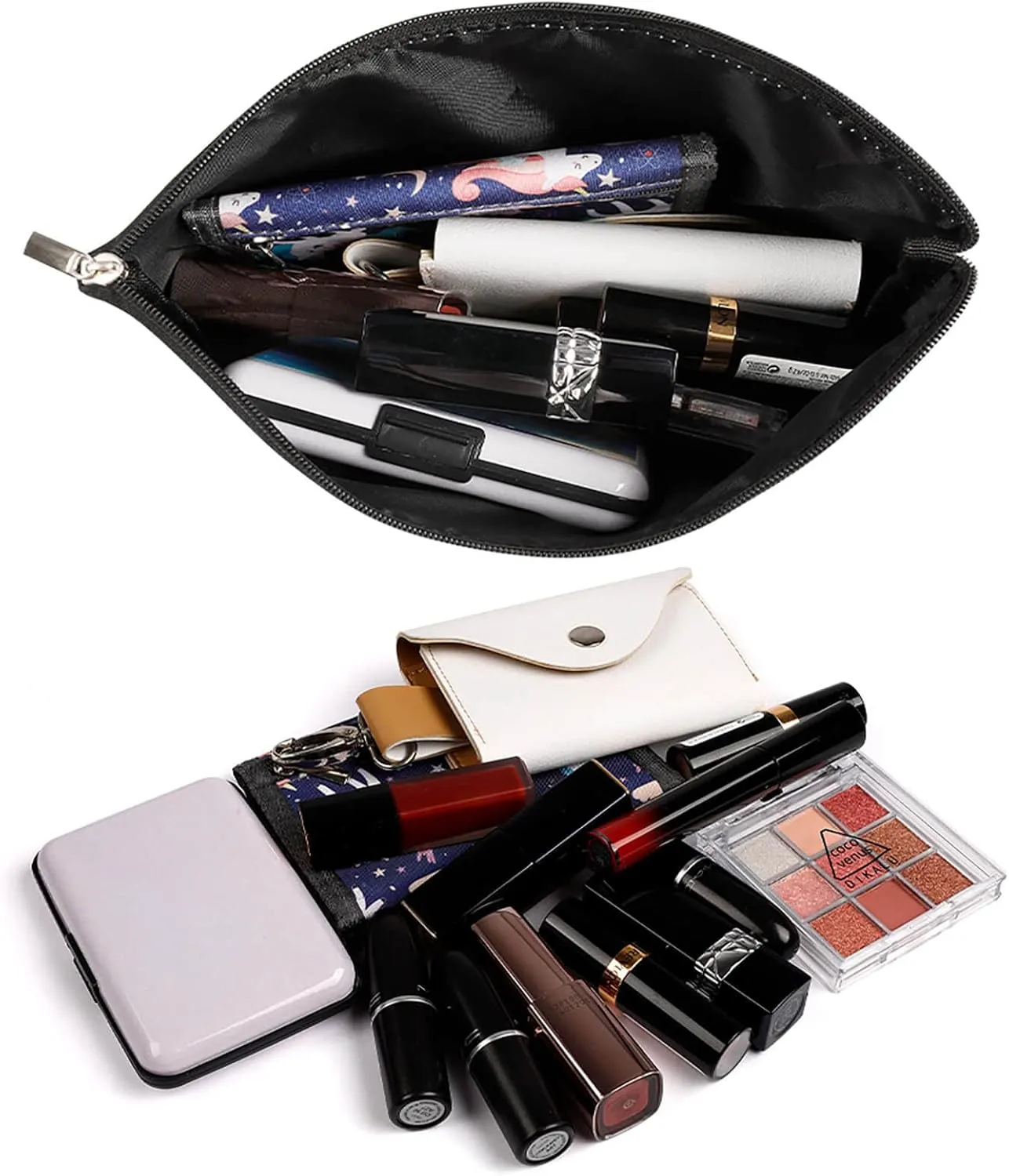 Large Capacity Makeup Bags for Women Portable Leather with Zipper Travelling Makeup Bag Roses Flower Printed
