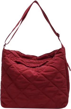 Large Capacity Shoulder Messenger Bag Rhombus Pattern Solid Color Women Crossbody Handbag Vintage for Office Work