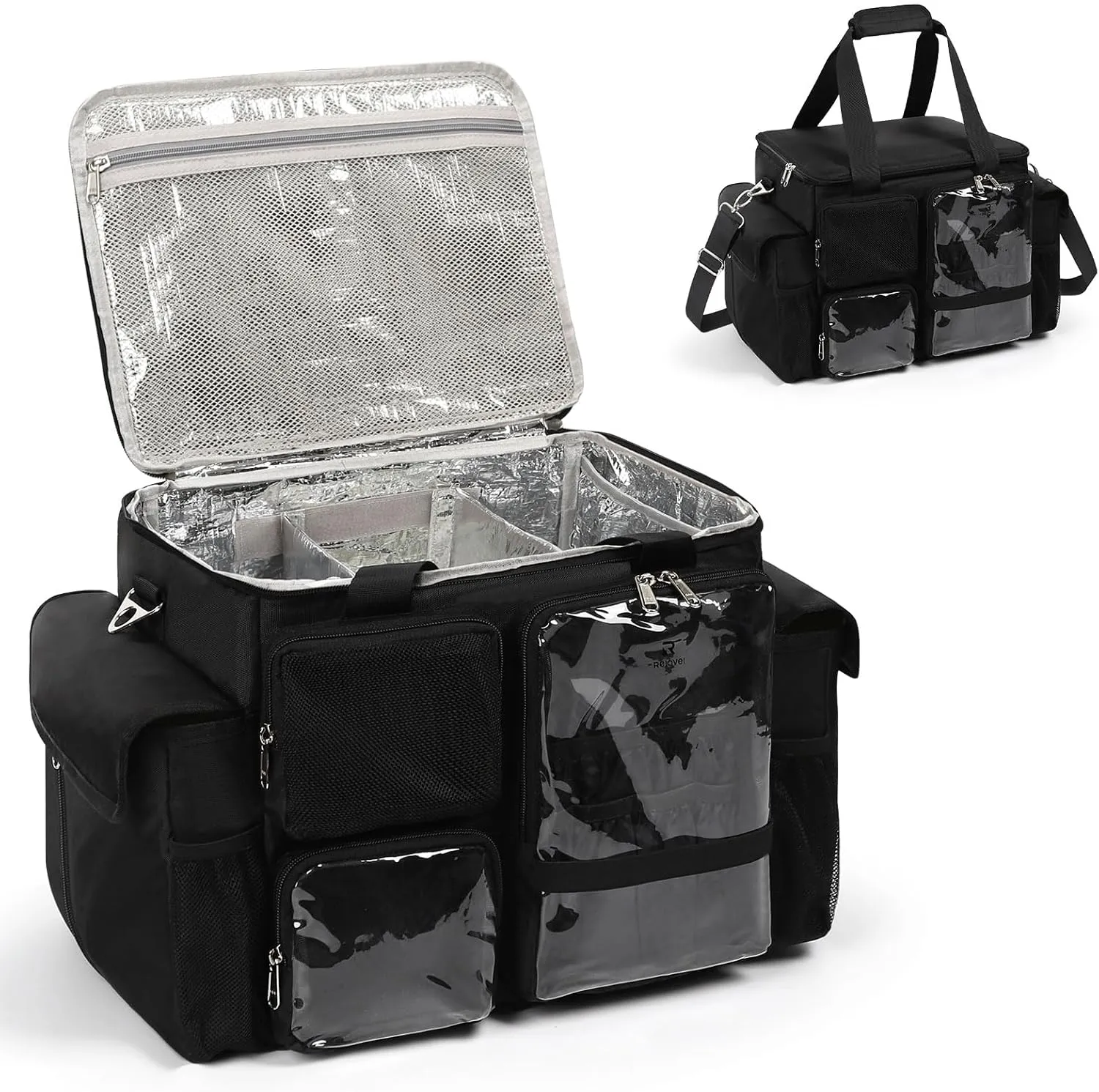 Large Hairstylist Traveling Bag, Hair Tool Organizer with Removeable Dividers, Hairdresser Hair Tools Travel Bag with Multi Pockets, Professional Makeup Artist Bag with Shoulder Strap