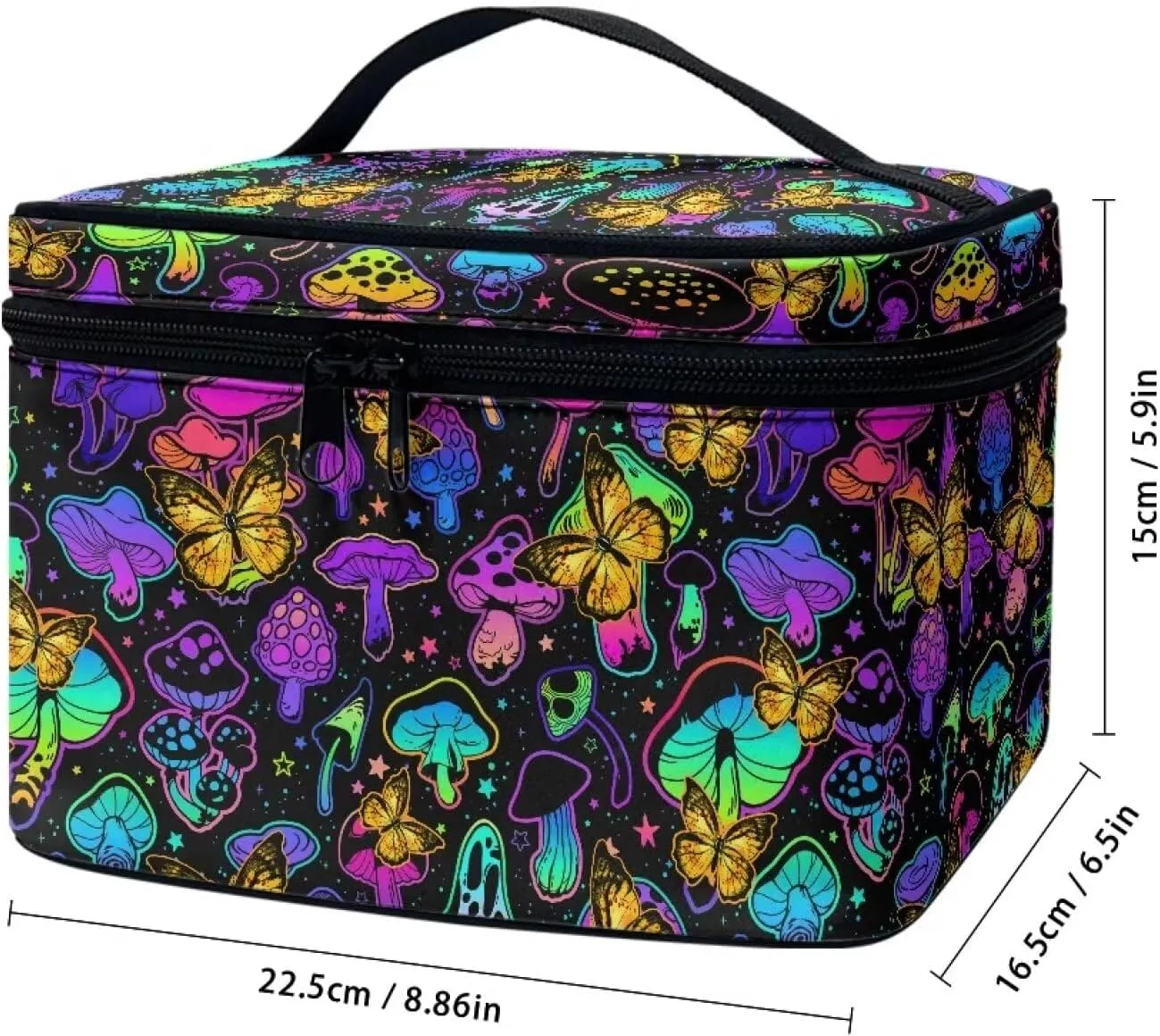 Large Toiletry Bags for Women Mushroom Portable Butterfly Make Up Organizer Travelling Bag for Professional Make Up Artist,Valentine'S Day Gift for Her