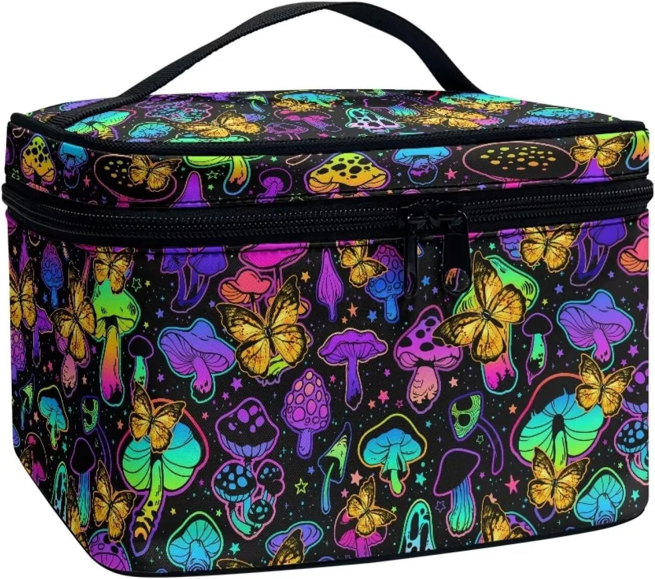Large Toiletry Bags for Women Mushroom Portable Butterfly Make Up Organizer Travelling Bag for Professional Make Up Artist,Valentine'S Day Gift for Her