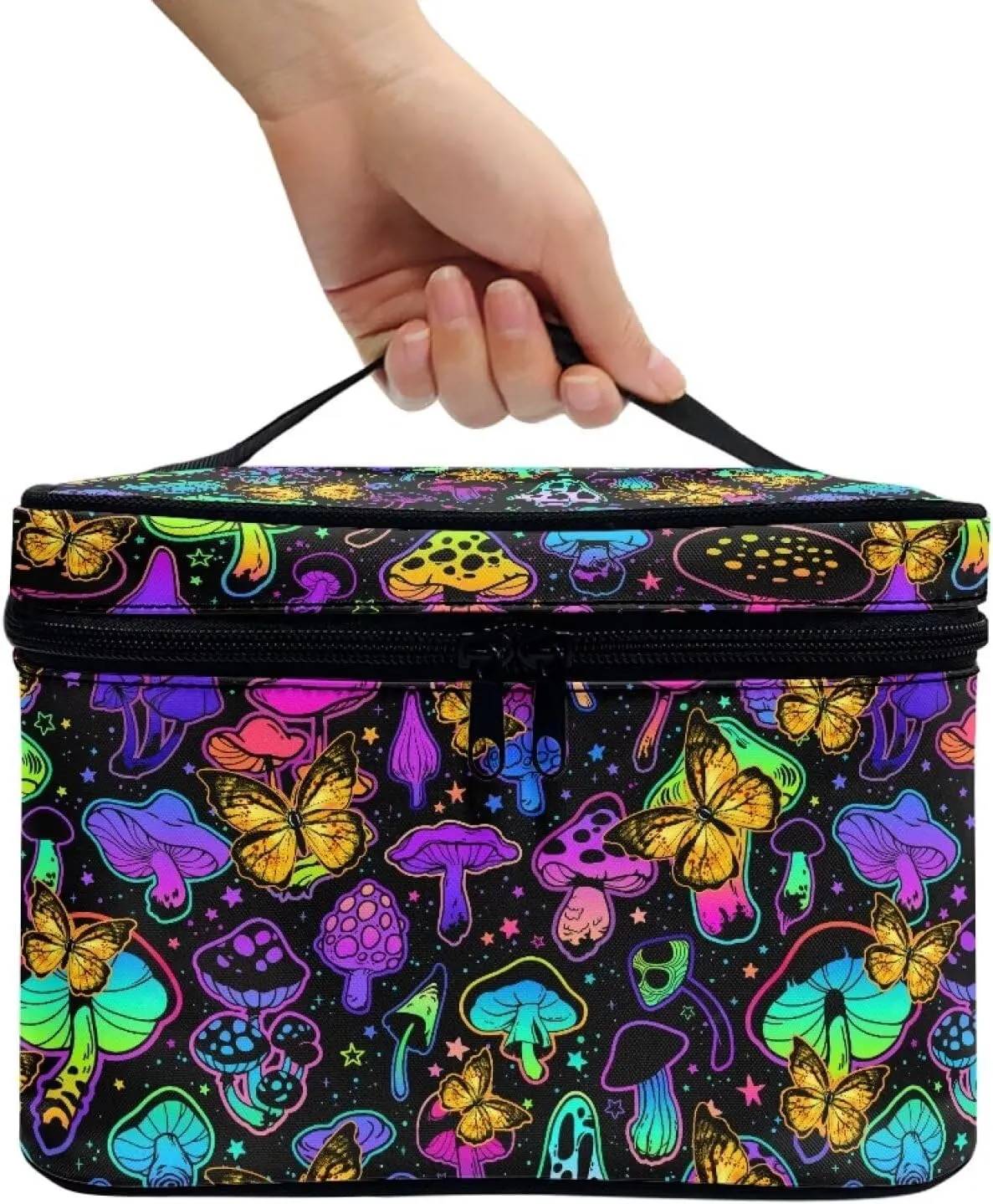 Large Toiletry Bags for Women Mushroom Portable Butterfly Make Up Organizer Travelling Bag for Professional Make Up Artist,Valentine'S Day Gift for Her