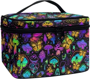 Large Toiletry Bags for Women Mushroom Portable Butterfly Make Up Organizer Travelling Bag for Professional Make Up Artist,Valentine'S Day Gift for Her