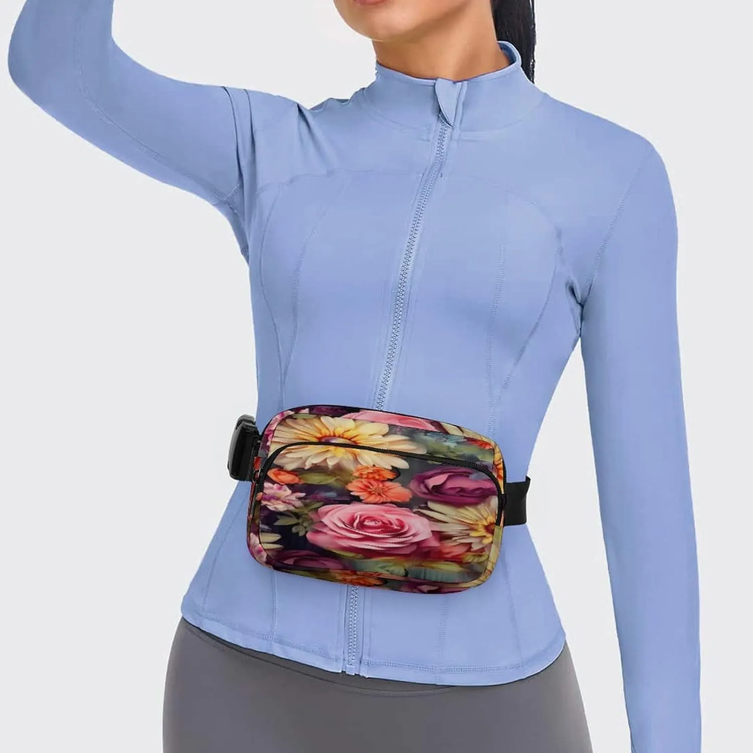Large Waist Packs with Adjustable Strap,Flower Cluster CrossBody Fanny Pack Casual Bag for Travel Sports Running Hiking