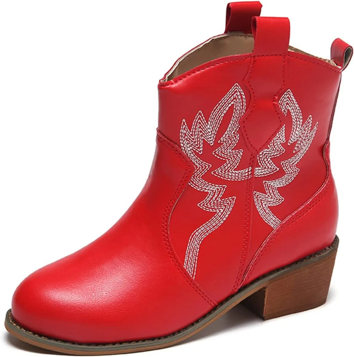Lausiuoe Boots For Women Cowboy Style Wide Calf Cowgirl Western Embroidery Low Heel Knee High Fashion Chunky Boots