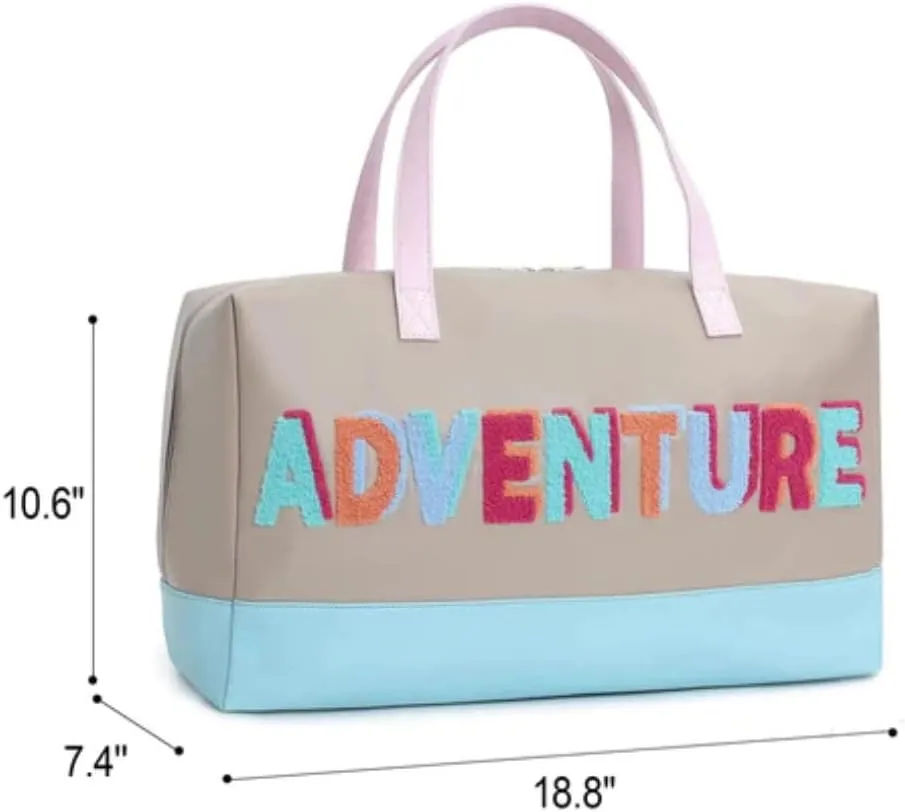 Leather Adventure Embroidery Lightweight Sport Duffle Bag