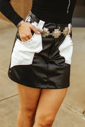 Leather Skirt W Western Bags W Embroidery & Studs