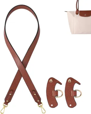 Leather Strap, Genuine Leather Straps Replacement with 2 Punch-Free Adapters Adjustable Replacement Strap for Le PLIAGE, Strap Accessory for Small & Medium Bags