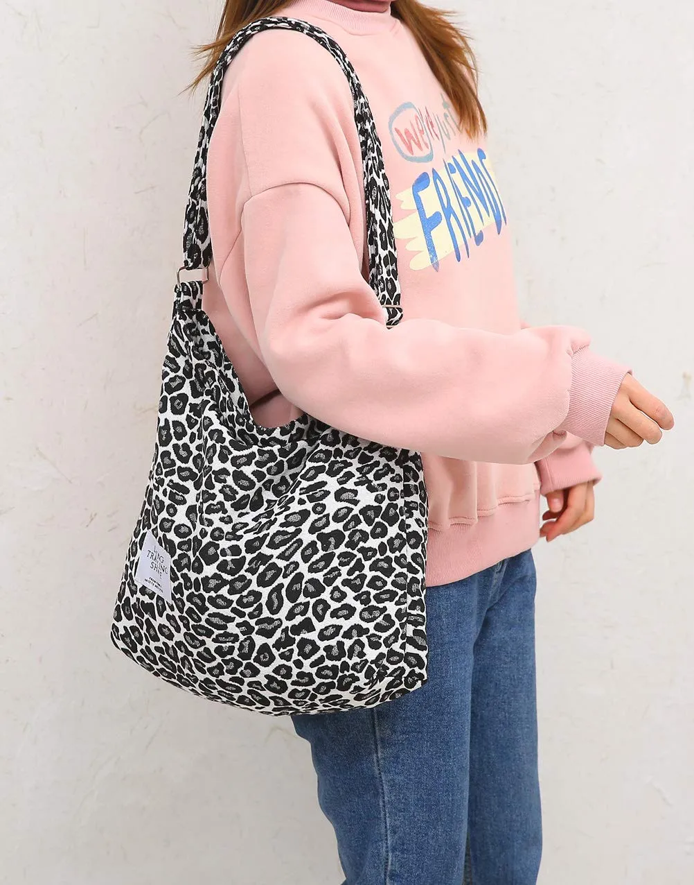 Leopard Pattern Soft Canvas Shoulder Bag