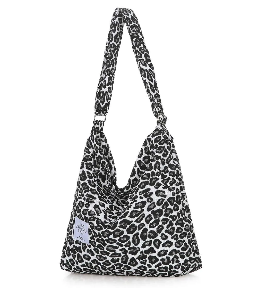 Leopard Pattern Soft Canvas Shoulder Bag