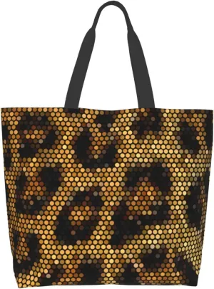 Leopard Print Dot Neon Bright Tote Bag for Women Shoulder Handbag Woman Large Casual Handbag Beach Bag
