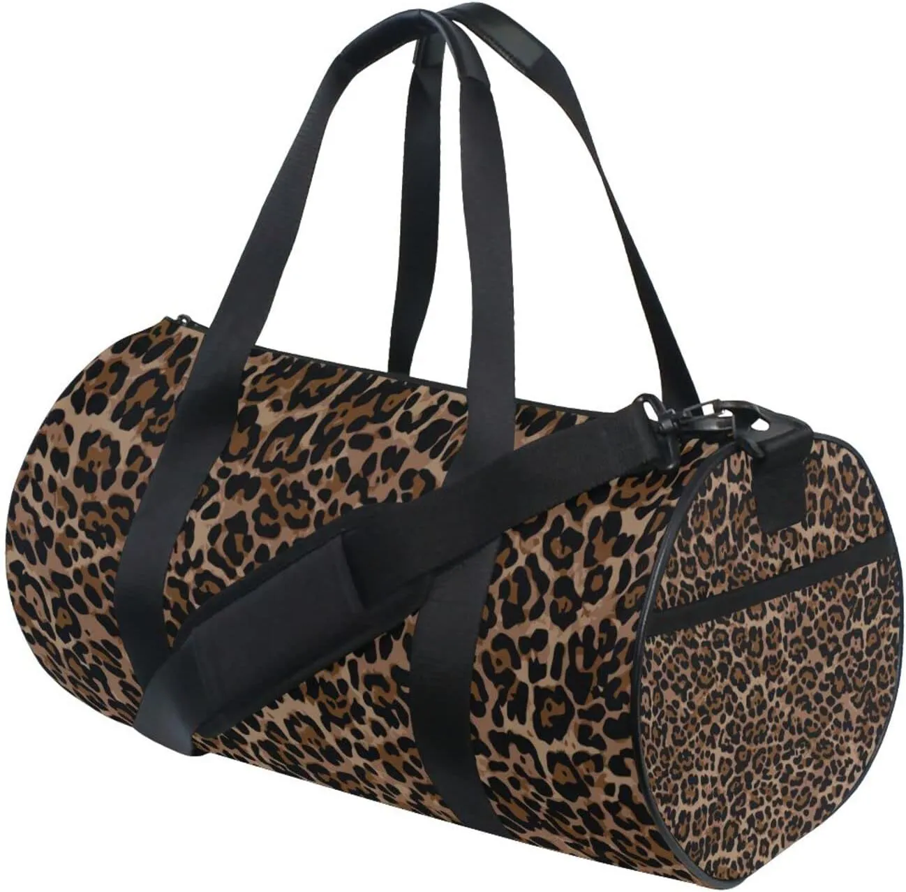 Leopard Texture Leopard Fur Gym Duffel Bag Canvas Travel Weekender Luggage Handbag for Men Women