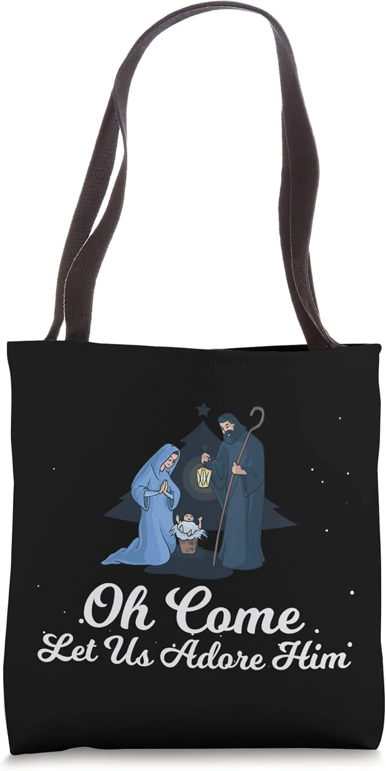 Let us Adore Him - Christmas Advent Nativity Scene North Tote Bag