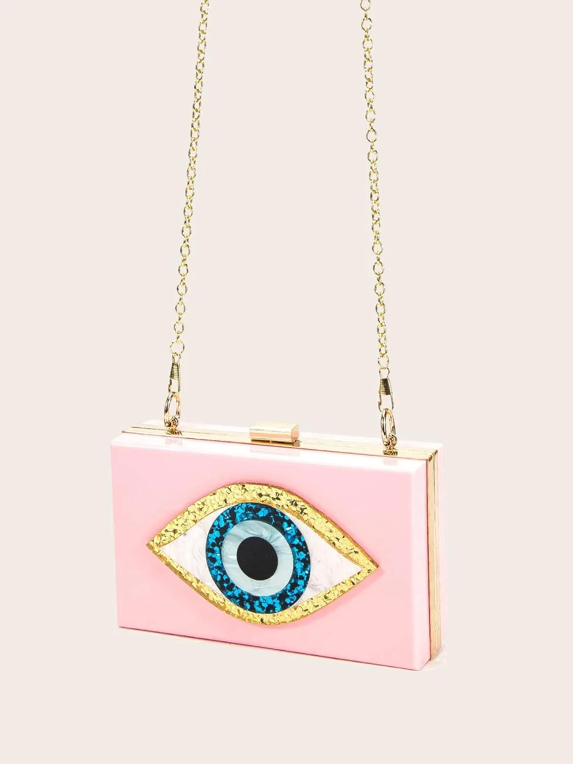 LETODE Clutch Purses for Women-Evil Eye Acrylic Clutch Glitter Purse Evening Bag Chain Shoulder Crossbody Handbags