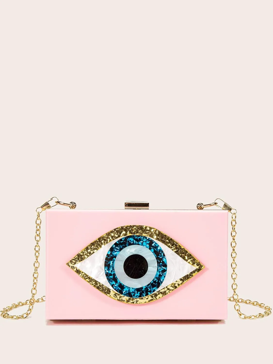 LETODE Clutch Purses for Women-Evil Eye Acrylic Clutch Glitter Purse Evening Bag Chain Shoulder Crossbody Handbags