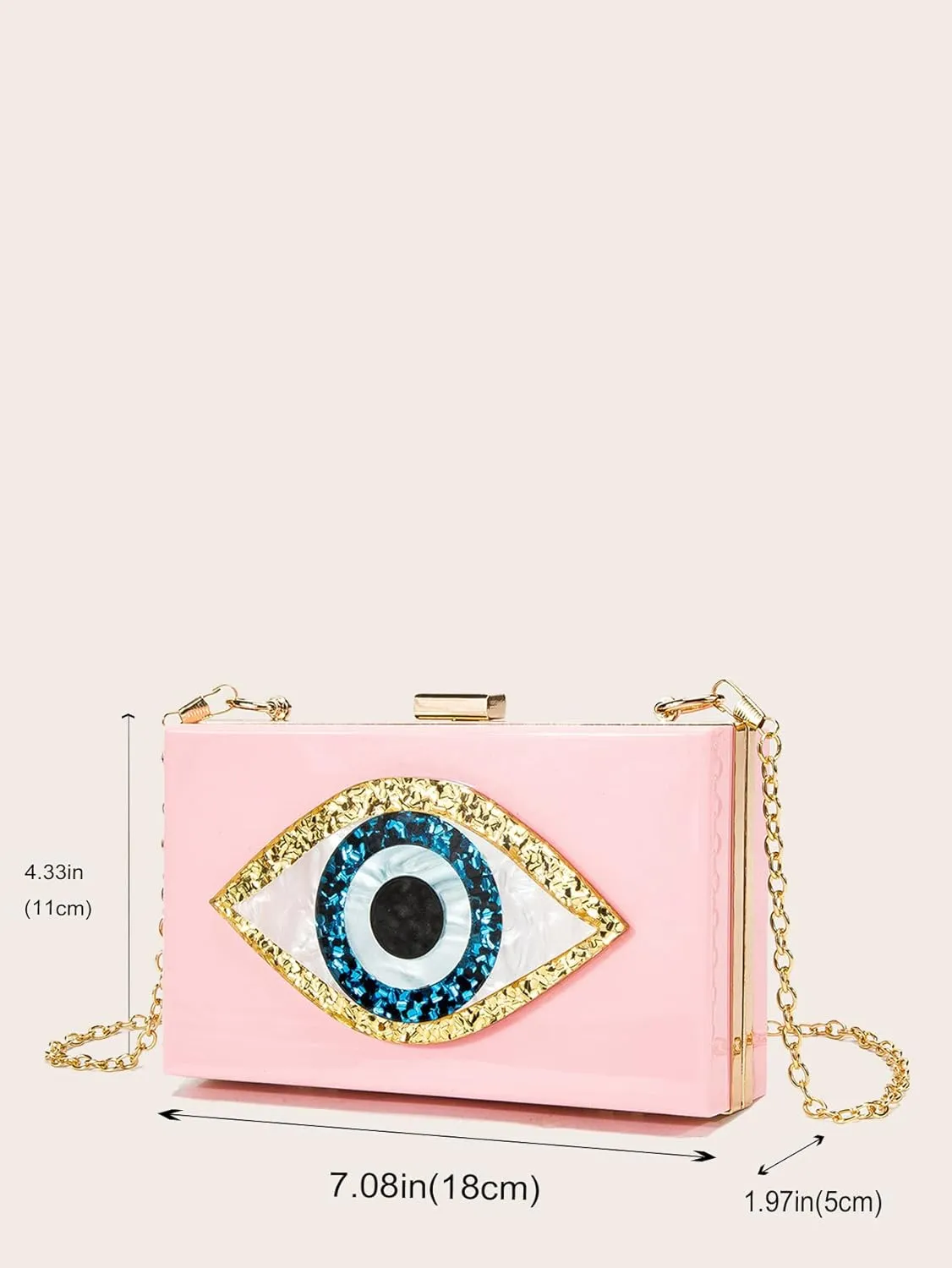 LETODE Clutch Purses for Women-Evil Eye Acrylic Clutch Glitter Purse Evening Bag Chain Shoulder Crossbody Handbags